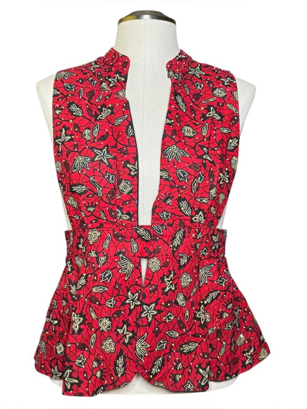 Unbranded Abstract Floral and Starry Vintage Ankara Sparkle Peplum Vest